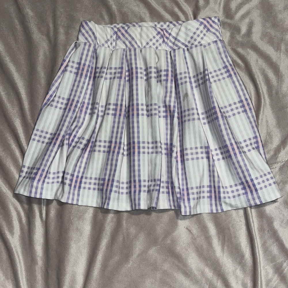 Pleated Skirt, White and lavender